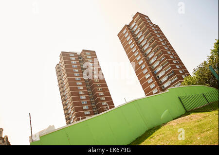Two council tower blocks in London ,England Stock Photo