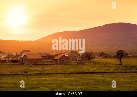 Beautiful summer sunset. Crimea summer landscape Stock Photo