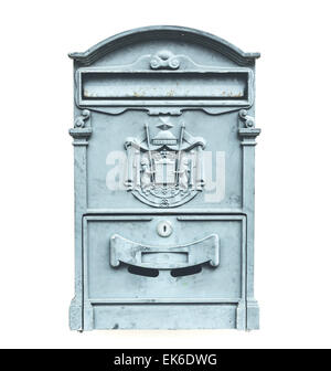 Vintage steel mailbox isolated on white background Stock Photo