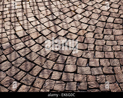 Cobblestones arranged in pattern, village of Fornesighe, northern Italy Stock Photo