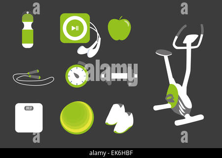 Fitness icons set Stock Photo