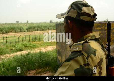 Border security force guarding India- Pakistan border Stock Photo