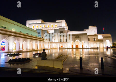 The Royal Opera House, Muscat, Oman, floodlit at night Stock Photo