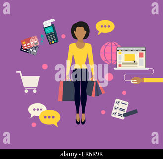 Woman doing shopping online Stock Photo