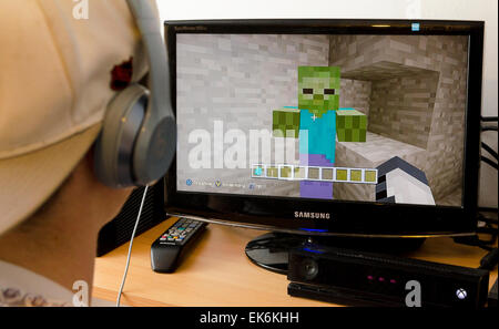 Zombie in Minecraft Video Game Stock Photo