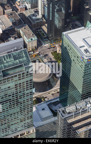 Roy Thomson Hall from the CN Tower, Toronto, Ontario, Canada Stock Photo