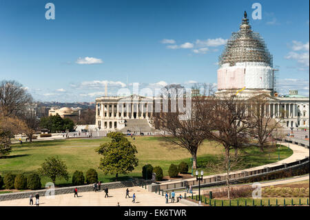 United States Capitol Building on reconstruction in Washington D.C, Stock Photo