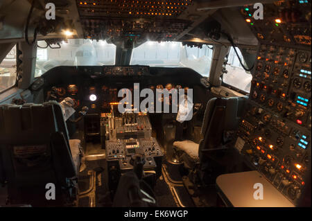 Old aircraft cockpit interior Stock Photo