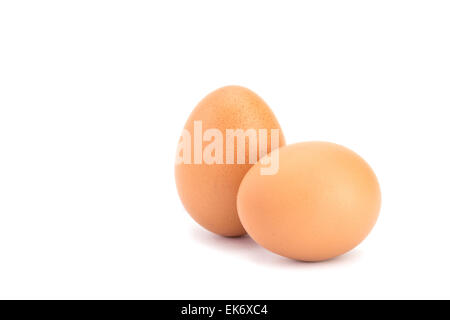 Close up two eggs isolated on white background Stock Photo