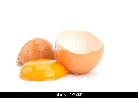 Broken egg isolated on white background Stock Photo