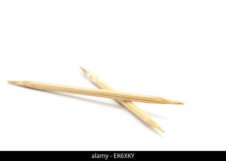 Wooden toothpicks isolated on white background Stock Photo