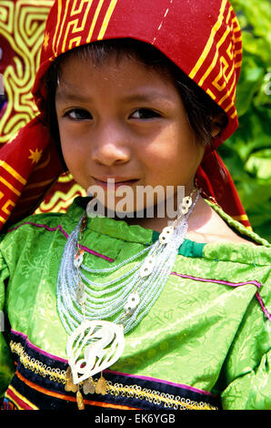 Kuna Indian girl, San Blas Islands, Panama. Stock Photo