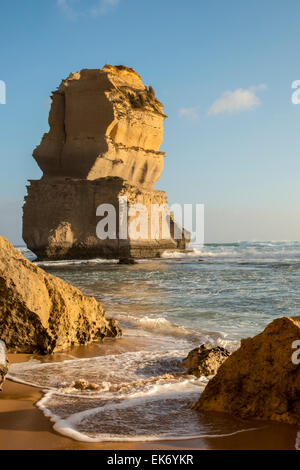 Australia's iconic Twelve Apostles, from the beach at sunset on the Great Ocean Road. Stock Photo
