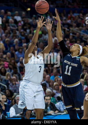 Tampa FL, USA. 7th Apr, 2015. Connecticut Huskies forward Morgan Tuck #3 takes a shot in the first half during the NCAA Women's Championship Game between Notre Dame and Connecticut at Amalie Arena in Tampa FL. © csm/Alamy Live News Stock Photo