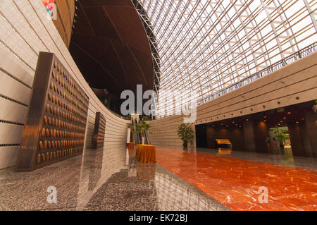 25 May 2013, walking at national centre for the performing arts in Beijing,Theater designed by Paul Andreu Stock Photo