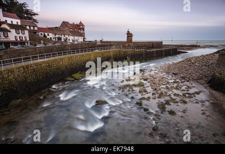 The mouth of the East Lyn River in Lynmouth, North Devon, UK Stock Photo