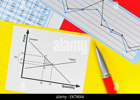 Tabulation of statistical data and business analysis in the office Stock Photo