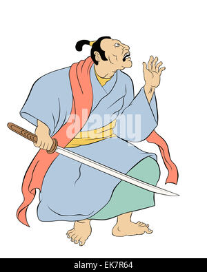 Samurai warrior with katana sword fighting stance Stock Photo - Alamy
