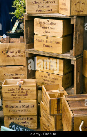wooden boxes for sale in Frome Somerset England Stock Photo - Alamy