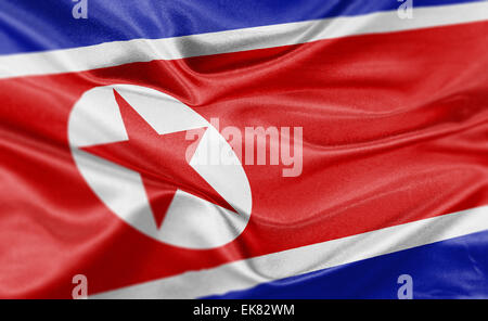 High resolution render of North Korea's national flag. Stock Photo