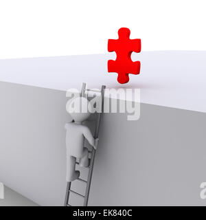 Person climbing ladder for solution Stock Photo