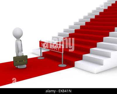 Businessman in front of stairs with no way sign Stock Photo