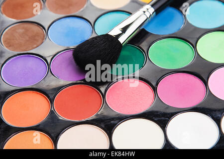 Color palette with brushes for make-up Stock Photo