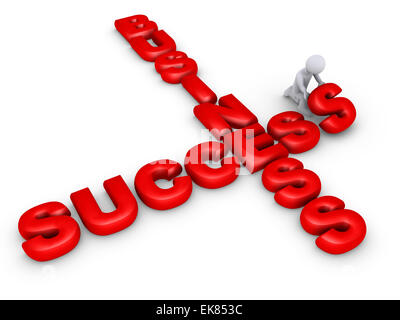 Completing business crossword Stock Photo
