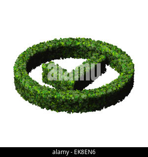 Approved, ok, like, eco sign made from green leaves isolated on background. 3D render. Stock Photo