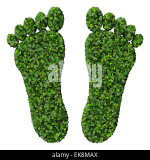 Feet made from green leaves isolated on white background. 3D render. Stock Photo