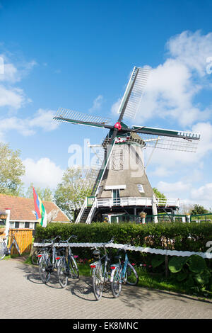 windmill at Dutch wadden island Terschelling village Formerum Stock Photo