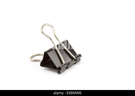 Close up Black Paper clip isolated on white background Stock Photo