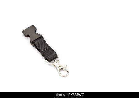 Lanyard cord with chrome metal hook isolated on white background Stock Photo