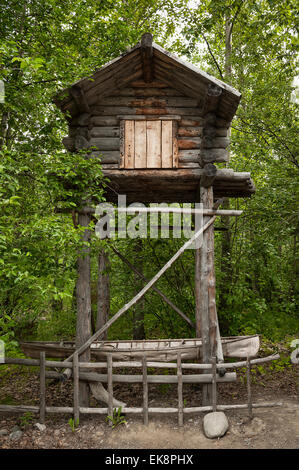 Traditional food cache, Athabascan, the Native Alaskan Heritage Center ...