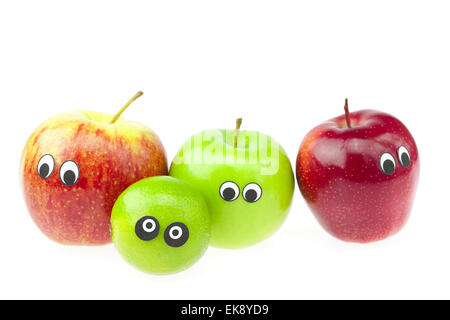 joke apple with eyes isolated on white Stock Photo