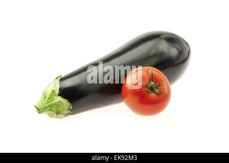 eggplant and tomatoes isolated on white Stock Photo