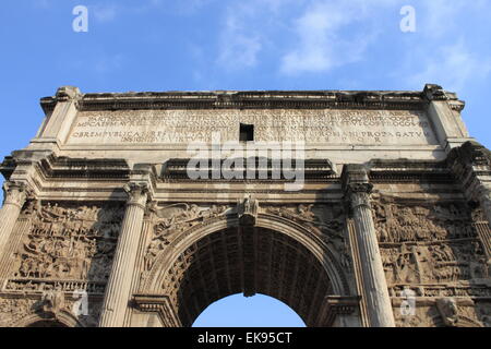 Arch of Septimius Severus in the Roman Forum of Rome, Italy Stock Photo