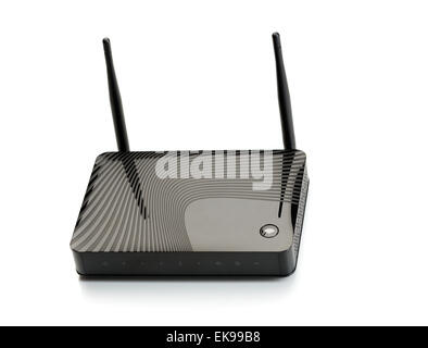 Wireless router for internet connections. Isolate on white. Stock Photo