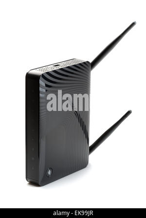 Wireless router for internet connections. Isolate on white Stock Photo