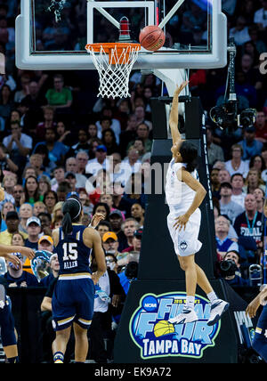 Tampa FL, USA. 7th Apr, 2015. Connecticut Huskies guard Moriah Jefferson #4 with an easy drive and layup in the second half during the NCAA Women's Championship Game between Notre Dame and Connecticut at Amalie Arena in Tampa FL. © csm/Alamy Live News Stock Photo