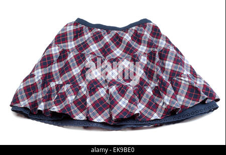 Red and blue plaid skirt. Isolate on white. Stock Photo