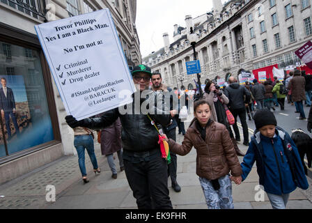 Lee Jasper marching through London on UN Anti-Racism Day protesting Racism, Fascism, Islamophobia  and anti-semitism. 21 march 2 Stock Photo