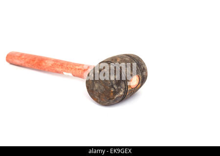 Old rubber hammer isolated on white background Stock Photo