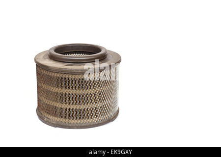 Old car air filter isolated on white background Stock Photo