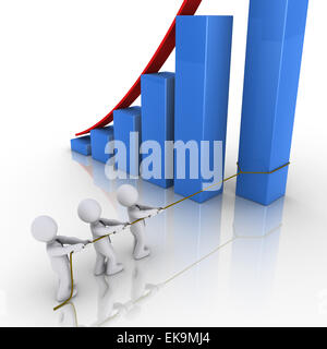 Business team putting in place column of rising graph Stock Photo
