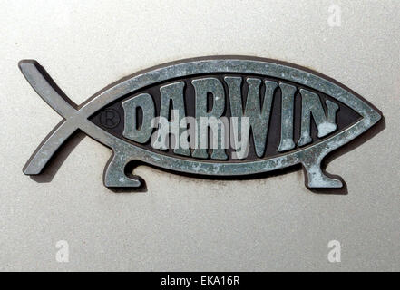 Christian Fish Symbol and Darwin Stock Photo - Alamy