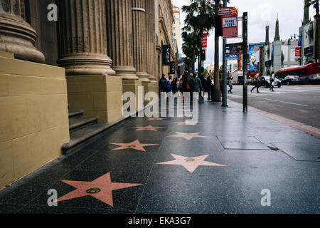 The Hollywood Walk of Fame, in Hollywood, Los Angeles, California. Stock Photo