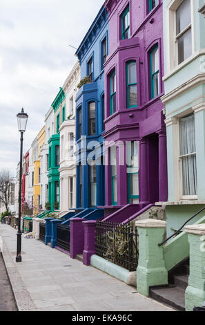 England, London, Notting Hill, Colourful Houses in Lancaster Road Stock Photo