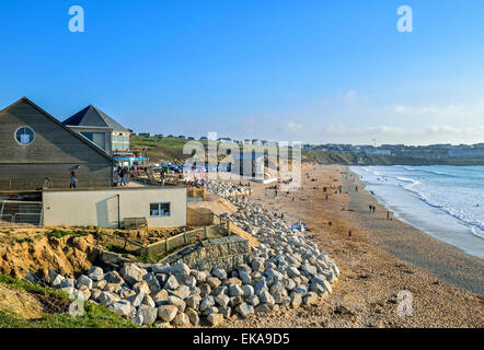The bar and cafe overlooking Fistral beach in Newquay, Cornwall, Uk Stock Photo
