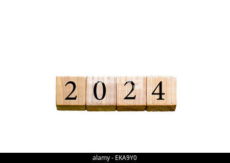 Wooden cubes with numbers 2024, white background Stock Photo - Alamy